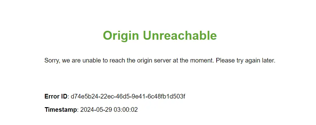 AWS Origin Unreachable