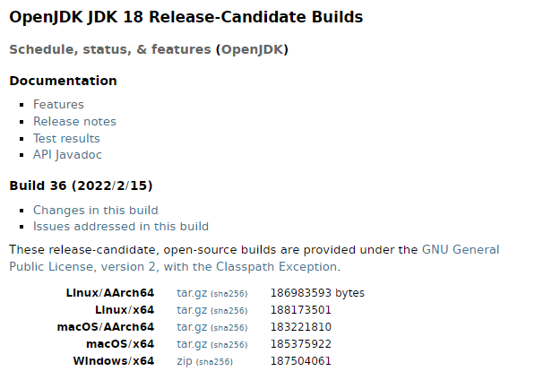 Download Ready for use OpenJDK 18 builds for linux, macos, and windows