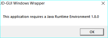 JD Decompiler requires Java Runtime Environment 1.8 error.