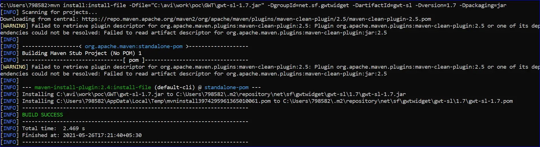 maven install jar local repository example