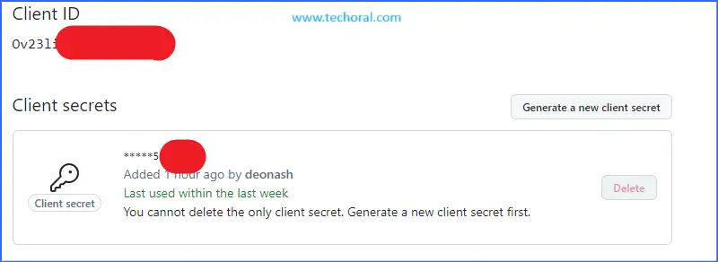 github oauth client id and client secret