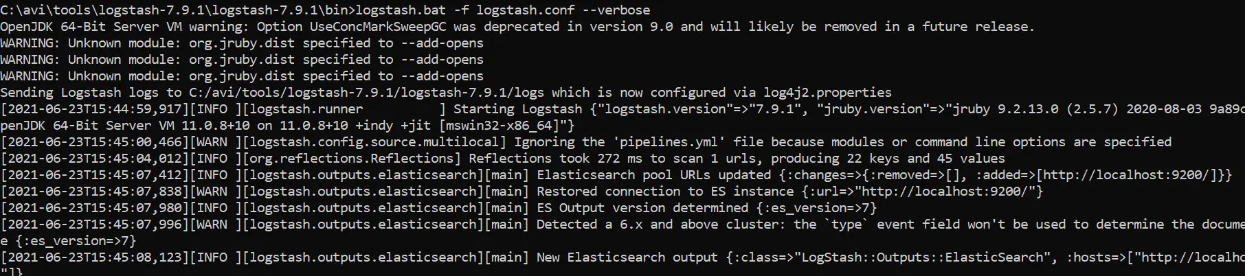 run logstash batch file